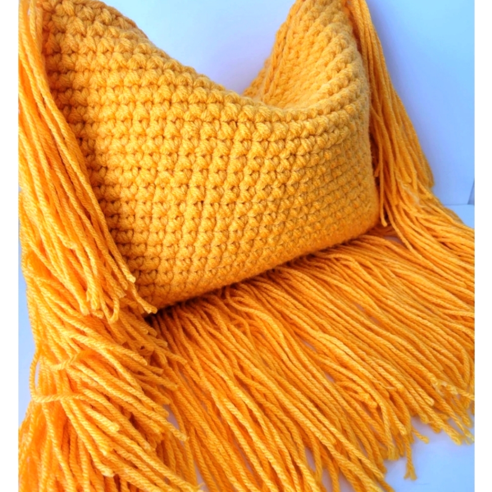Hand-Made Knitted Fringe Bag